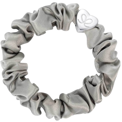 By Eloise Silver Heart Silk Scrunchie Moonlight