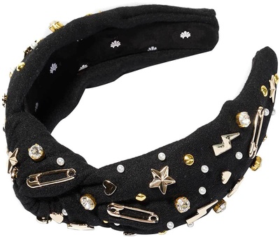 Lele Sadoughi Rocker Embellished Knotted Headband