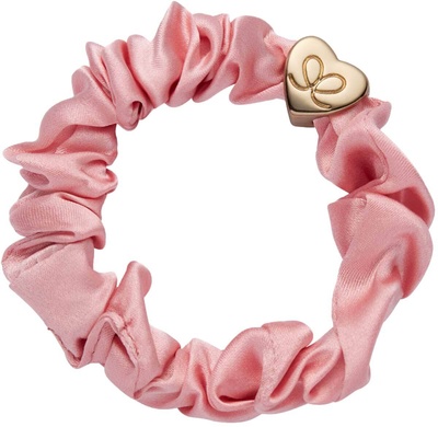 By Eloise Gold Heart Silk Scrunchie Black