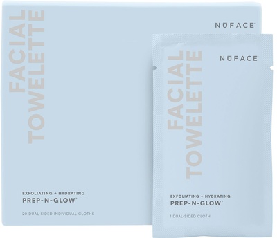 NuFace PREP-N-GLOW Cleanse + Exfoliation Cloths 20 ستوك