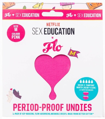 Flo Flo x Netflix Period-Proof Cotton Underwear Large, Pink