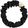 By Eloise Gold Heart Silk Scrunchie Black