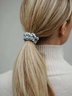 By Eloise Silver Heart Silk Scrunchie Moonlight